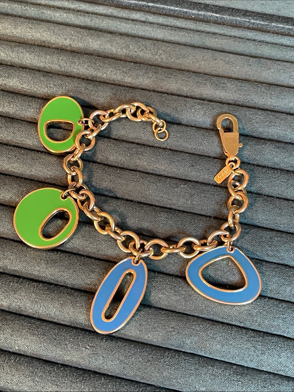 Vintage Monet Funky Geometric Colorful Enamel Charm Bracelet